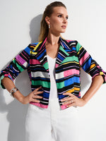 Joseph Ribkoff Gauze Stripe Print Short Boxy Blazer
