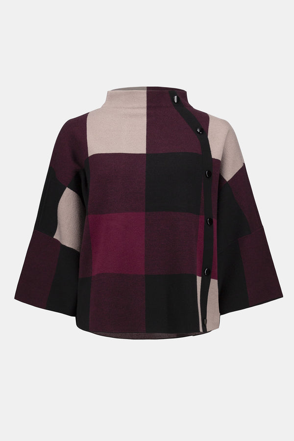 Joseph Ribkoff Plaid Jacquard Sweater Knit Top