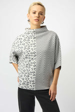 Joseph Ribkoff Jacquard Knit Mixed Print Boxy Sweater