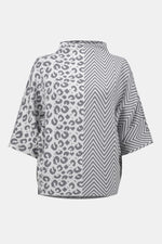 Joseph Ribkoff Jacquard Knit Mixed Print Boxy Sweater