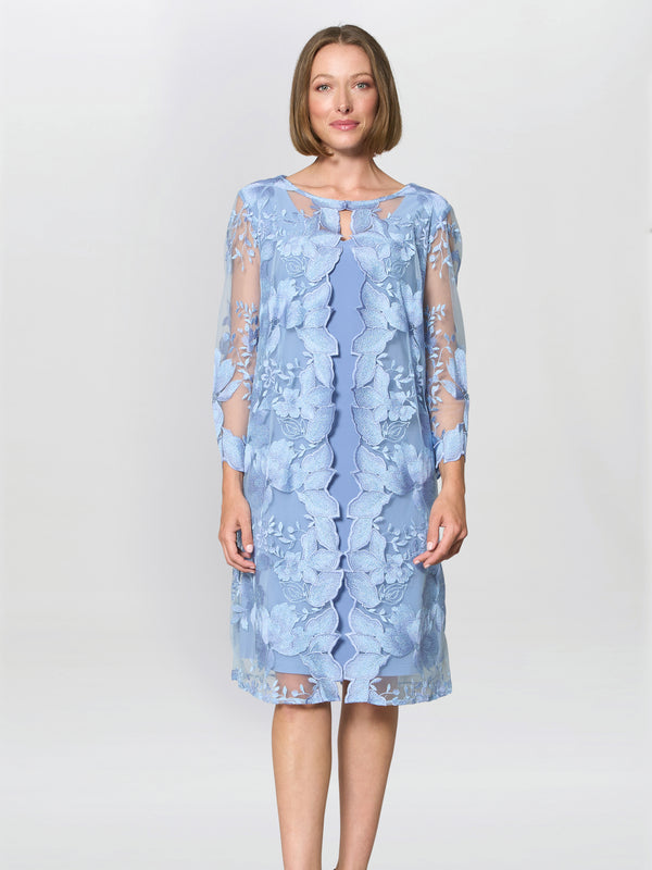Savoy Embroidered Lace Mock Jacket With Jersey Dress
