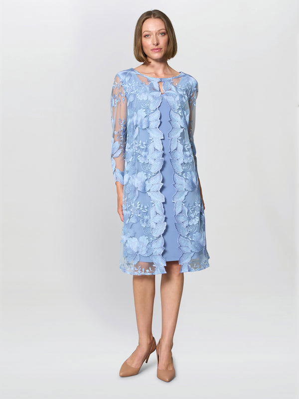 Savoy Embroidered Lace Mock Jacket With Jersey Dress
