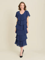 Rebecca Midi Tiered Dress With Shoulder Trim