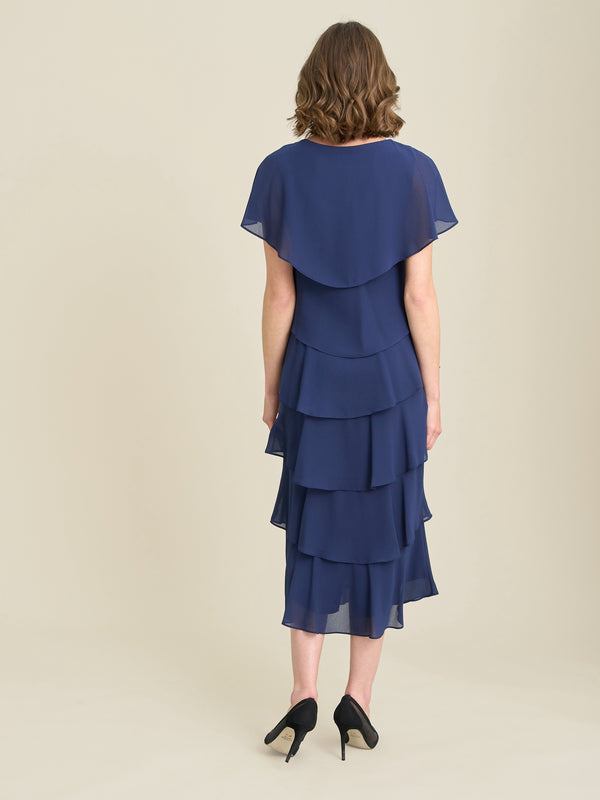 Rebecca Midi Tiered Dress With Shoulder Trim