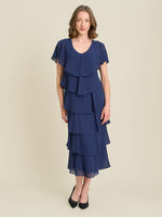 Rebecca Midi Tiered Dress With Shoulder Trim
