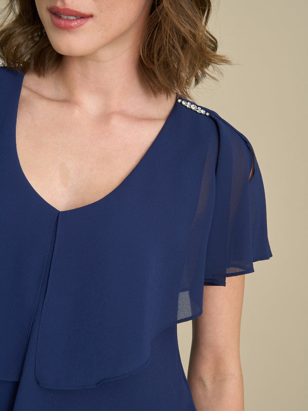 Rebecca Midi Tiered Dress With Shoulder Trim