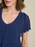 Rebecca Midi Tiered Dress With Shoulder Trim