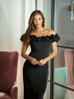 Sabrina Jersey Ruffle Neck Maxi Dress