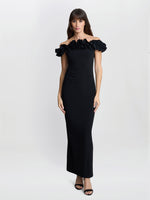 Sabrina Jersey Ruffle Neck Maxi Dress