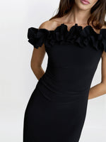 Sabrina Jersey Ruffle Neck Maxi Dress