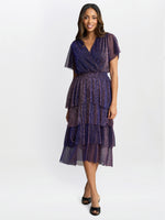 Cheri Metallic Knit Tiered Dress