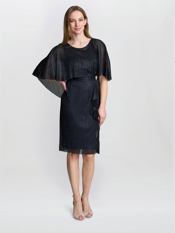Sonya Pleated Dress With Brooch