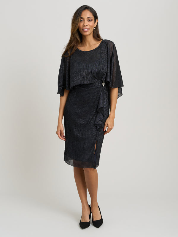 Sonya Pleated Dress With Brooch