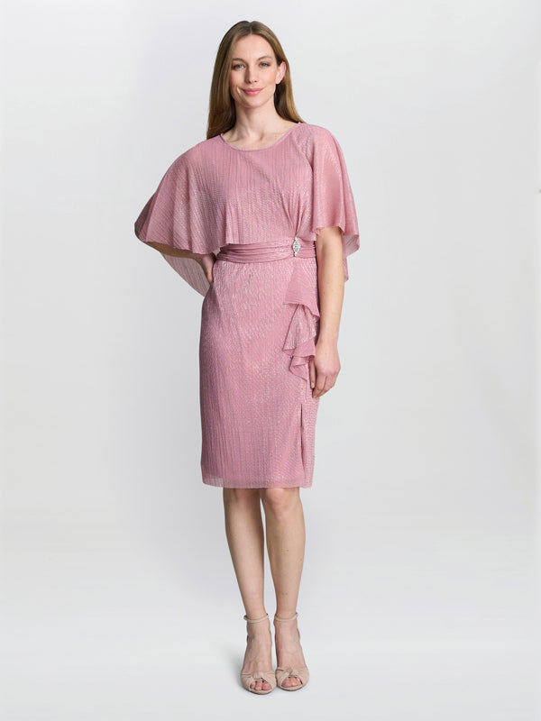 Sonya Pleated Dress With Brooch