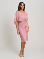 Sonya Pleated Dress With Brooch