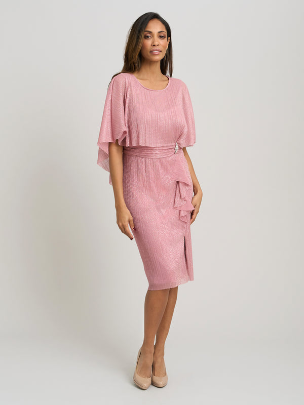 Sonya Pleated Dress With Brooch