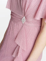 Sonya Pleated Dress With Brooch