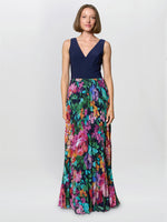 Mariella Maxi Dress With Printed Pleated Skirt