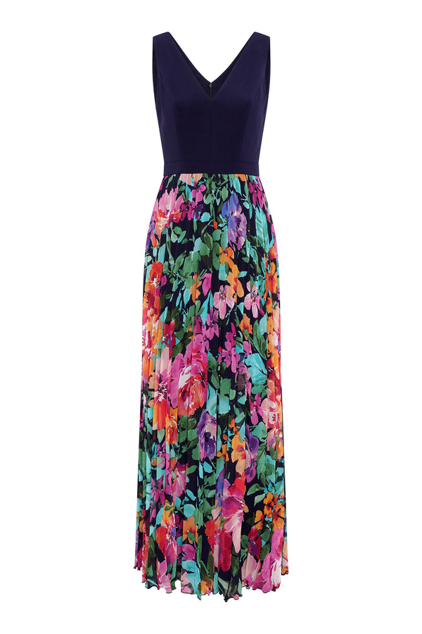 Mariella Maxi Dress With Printed Pleated Skirt