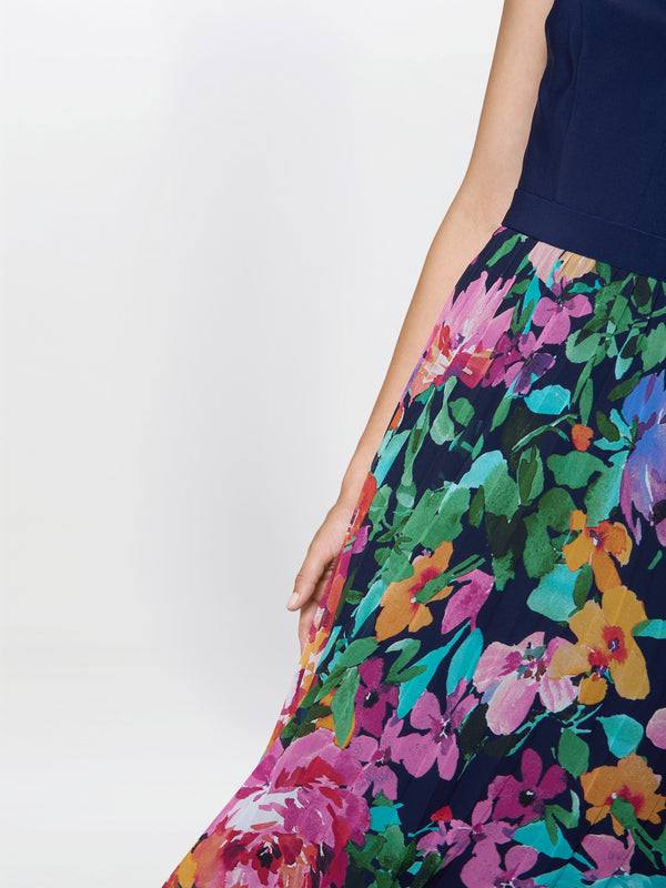 Mariella Maxi Dress With Printed Pleated Skirt