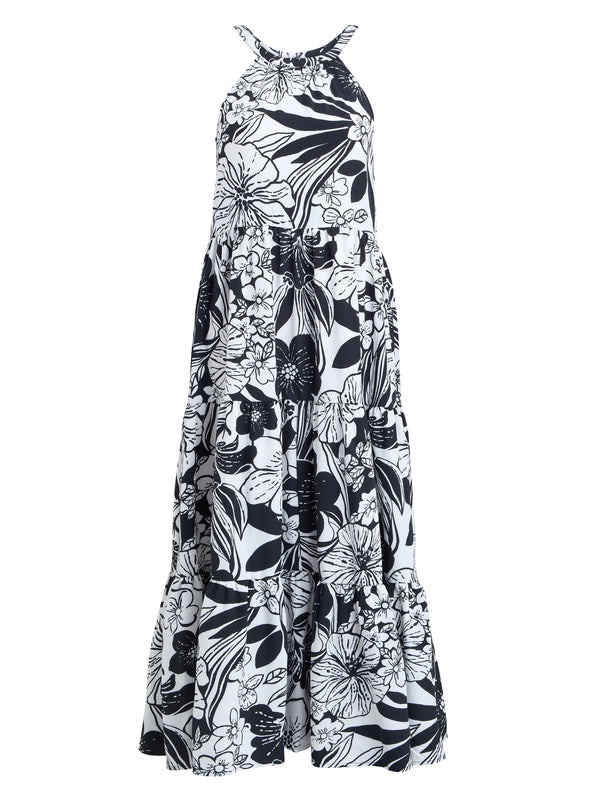 Dina Halter Crepe Printed Maxi Dress