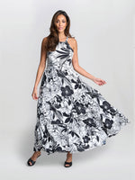Dina Halter Crepe Printed Maxi Dress