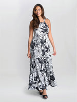 Dina Halter Crepe Printed Maxi Dress