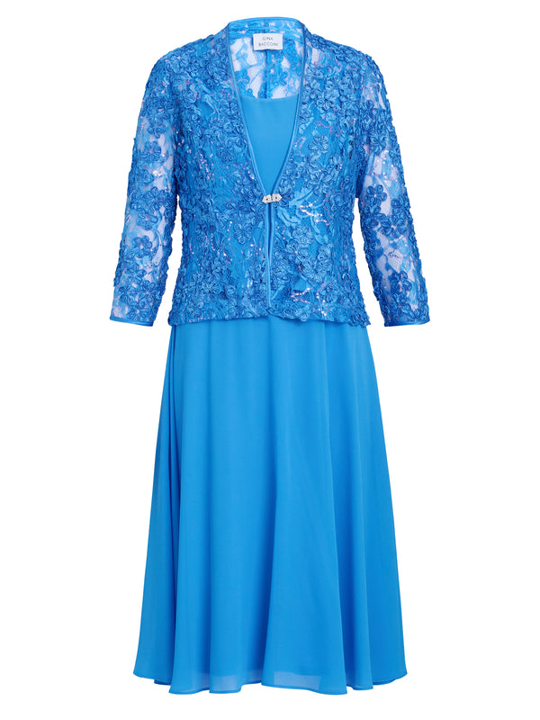 Adele Soutache Lace Jacket With Chiffon Dress