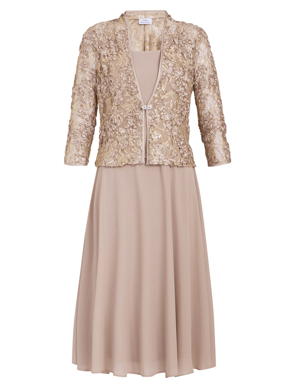 Adele Soutache Lace Jacket With Chiffon Dress