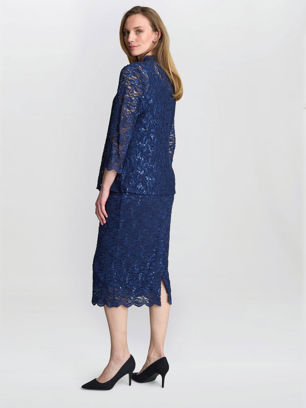 Alannah Sequin Lace Shift Dress And Jacket