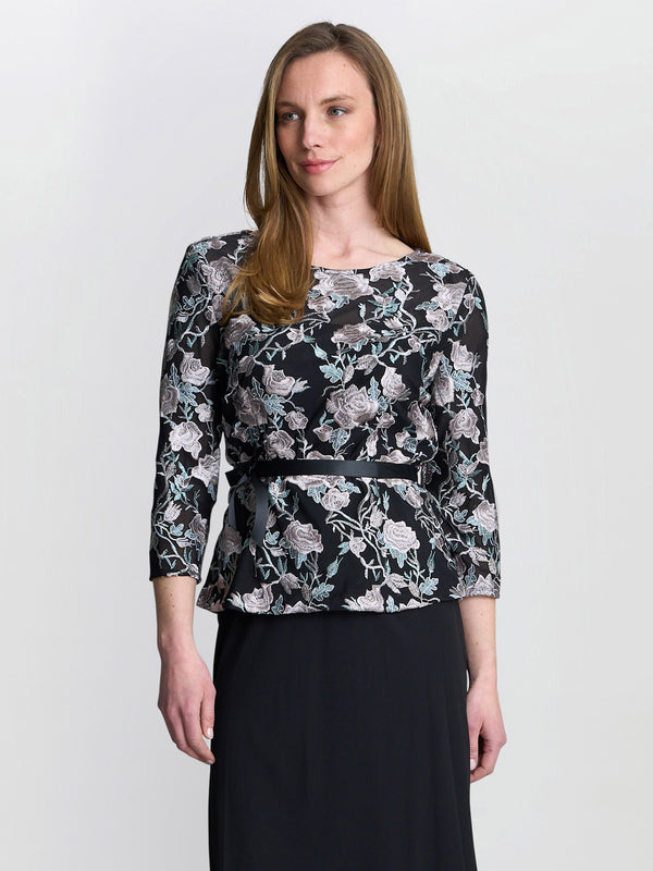 Brandy Embroidered Blouse With Tie Belt