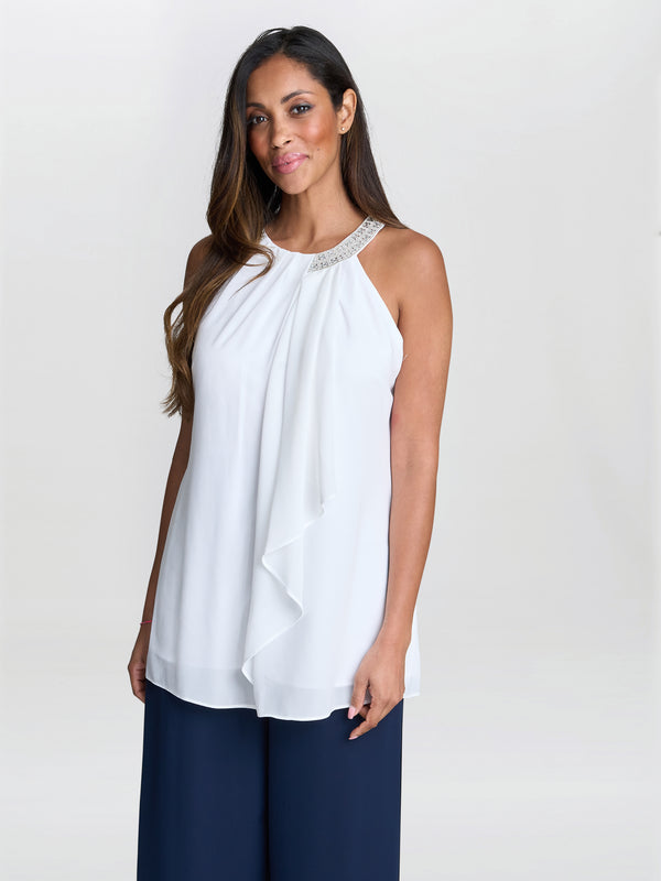 Elle Halter Top With Beaded Neck