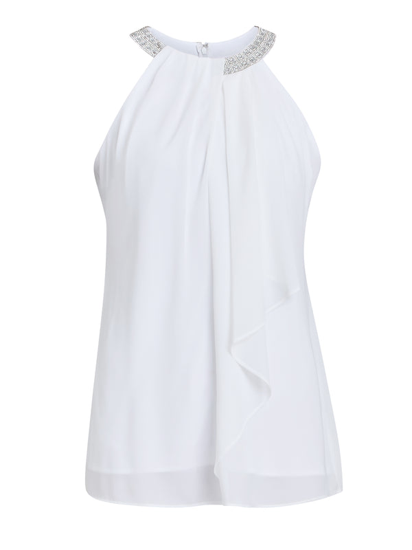 Elle Halter Top With Beaded Neck