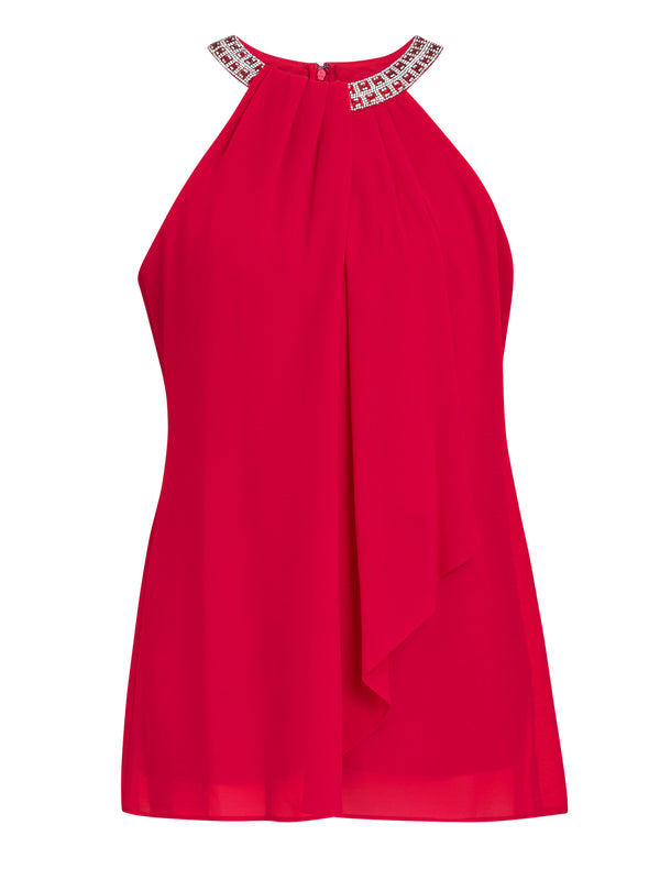 Elle Halter Top With Beaded Neck