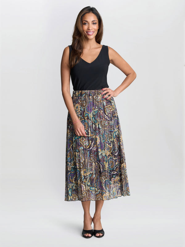 Pleated Jacquard Skirt