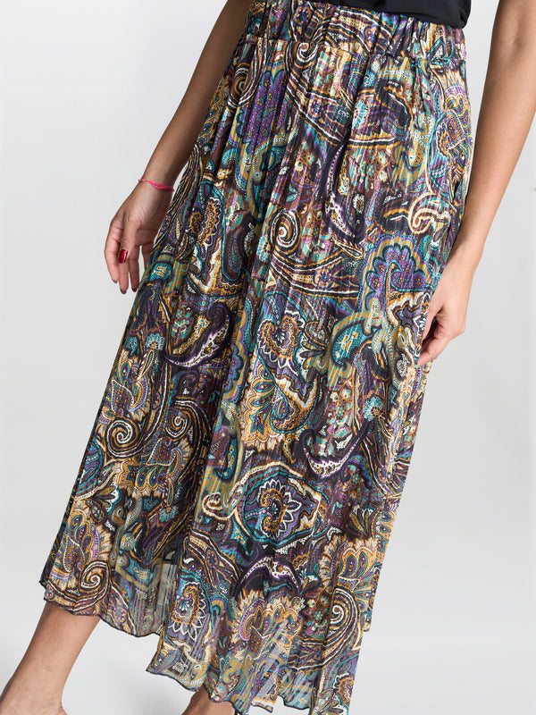 Pleated Jacquard Skirt