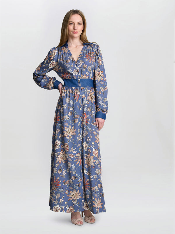 Regina Waisted Chambray Detail Dress