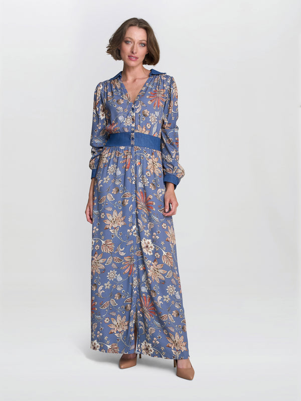 Regina Waisted Chambray Detail Dress