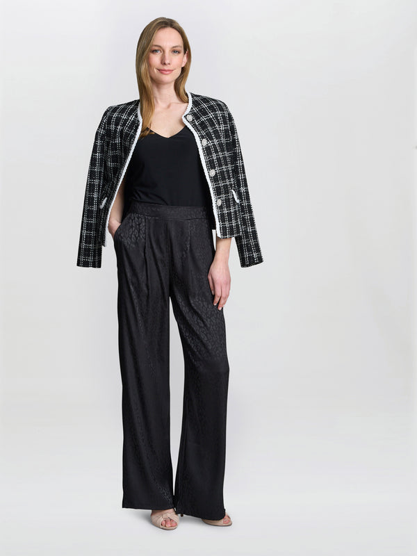 Sabine Satin Jacquard Pull On Trouser