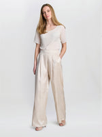 Sabine Satin Jacquard Pull On Trouser