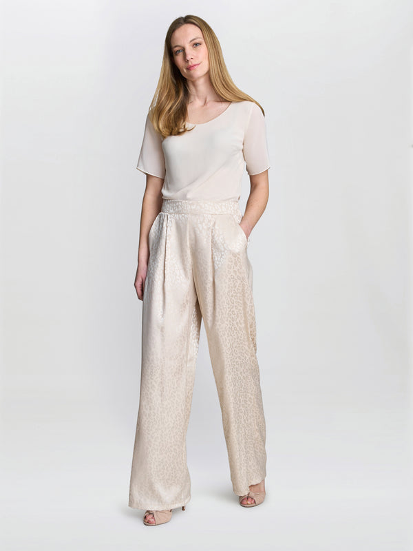 Sabine Satin Jacquard Pull On Trouser