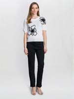 Vicki Short Sleeve Sweater With Flower Applique