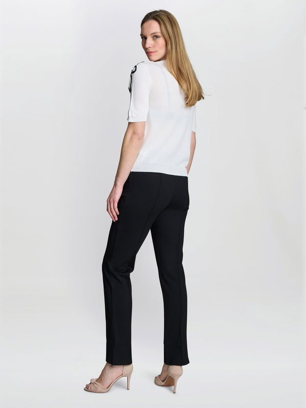 Vicki Short Sleeve Sweater With Flower Applique