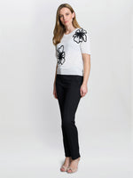 Vicki Short Sleeve Sweater With Flower Applique