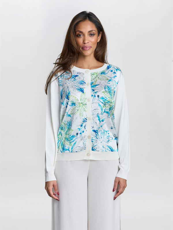 Vilma Floral Satin Front Cardigan