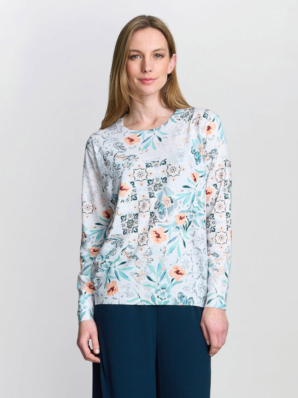Violetta Floral Print Sweater With Diamante Details