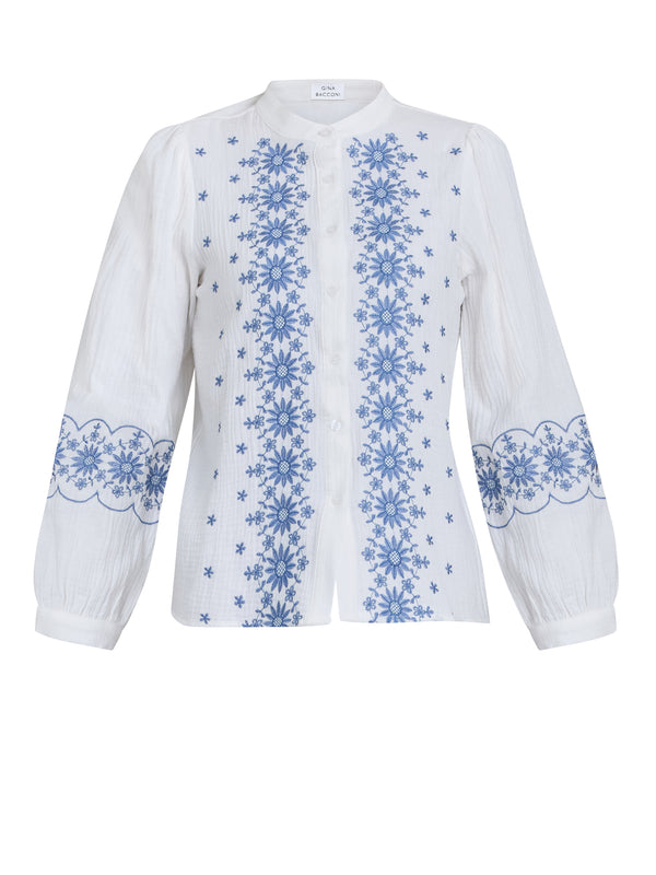Clare Cotton Muslin Embroidered Shirt