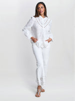 Cindi Embroidered Cotton Collarless Shirt