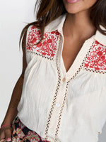 Claude Embroidered Cotton Sleeveless Shirt