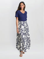 Debbi Navy White Floral Skirt
